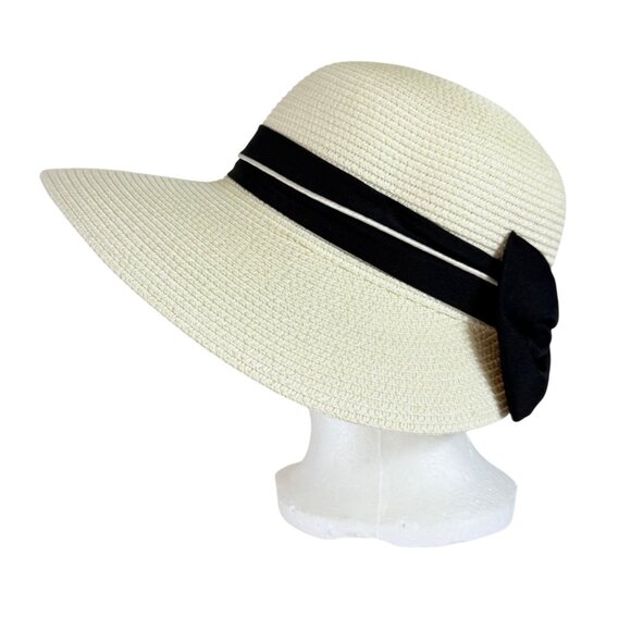 Royal Beige Straw Sun Hat Updo Notch VTG Nautical Style Beach Cruise Life Fashio main image 5